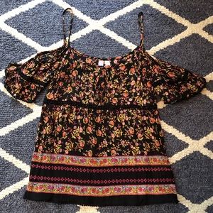 Francesca’s Cold Shoulder Floral Shirt